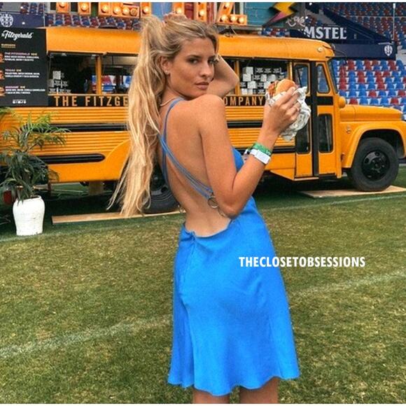 ZARA Blue Halter Mini Dress NWT | Blogger Fave Satin Ring Detail - Picture 7 of 16